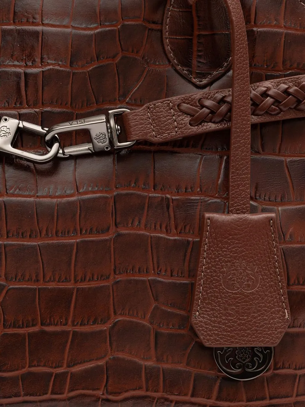 &isla Braided Crocodile-effect Shoulder Bag In Burgundy