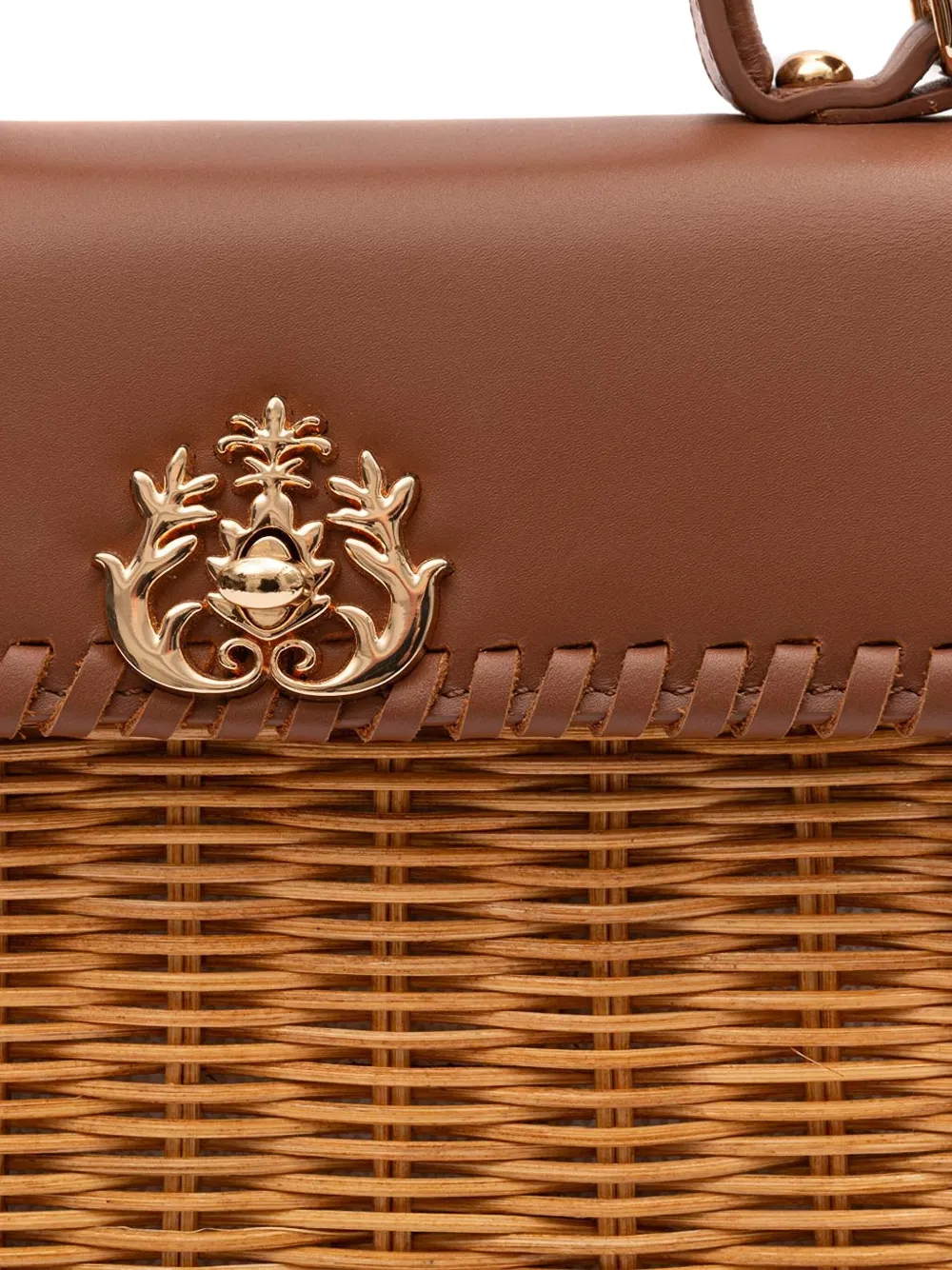 Isla Selene geweven schoudertas met applicatie Bruin