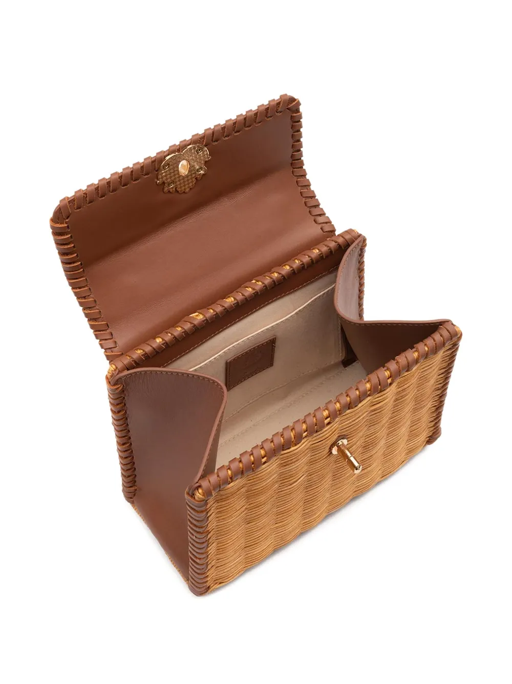 Isla Selene geweven schoudertas met applicatie Bruin