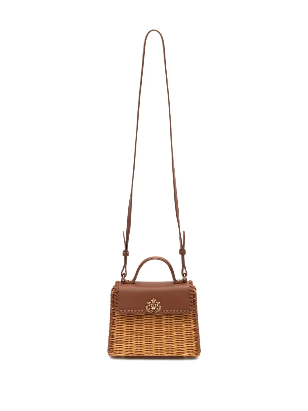 Isla Selene geweven schoudertas met applicatie Bruin