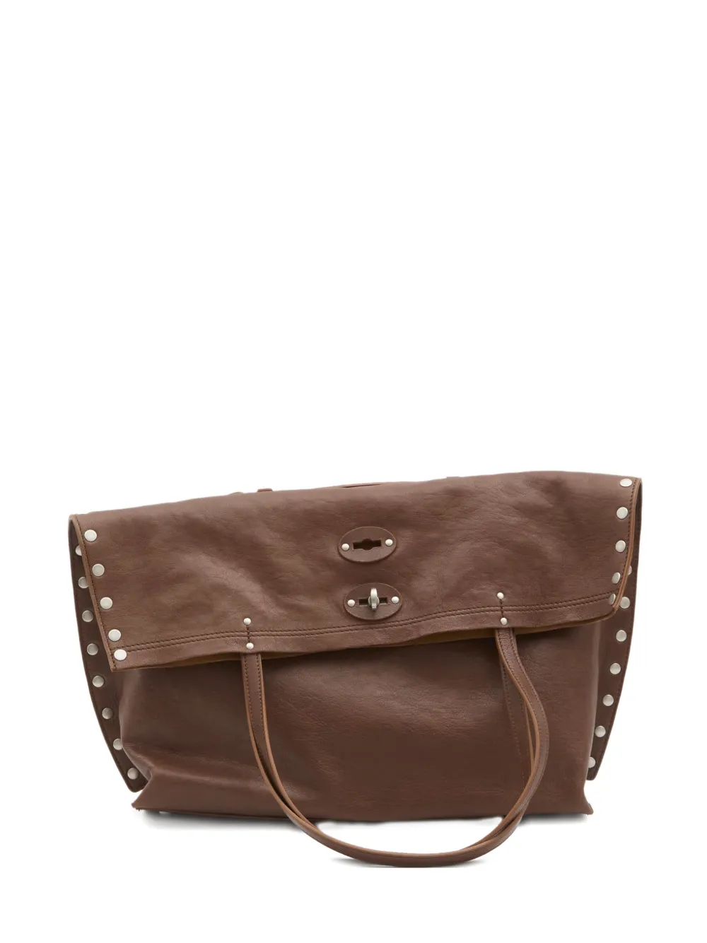 Zanellato Medium Leather Tote Bag With Metal Accents In Brown