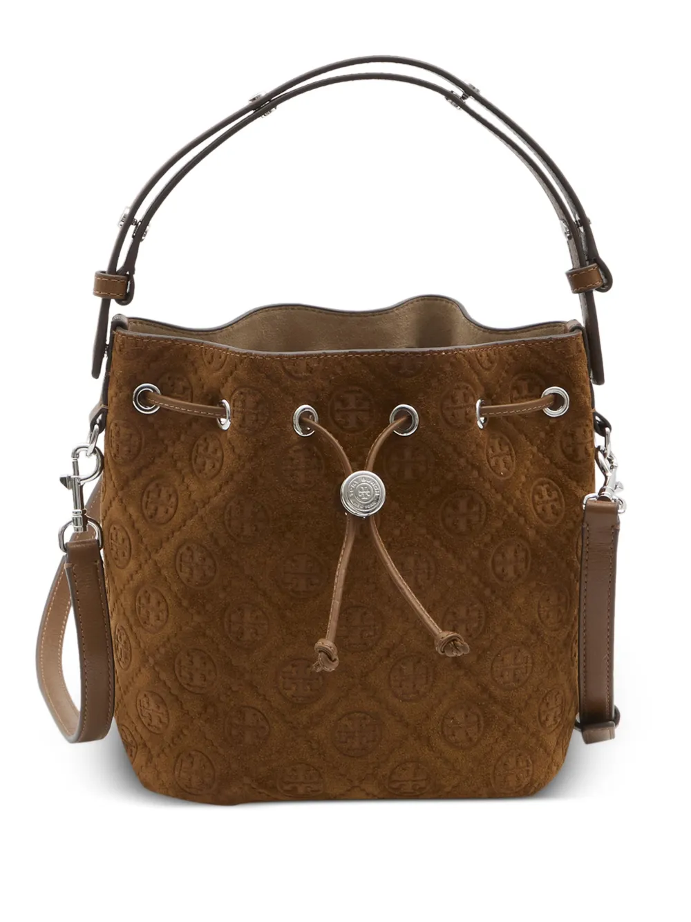 Tory Burch T Monogram suede bucket bag | Brown | Image 1