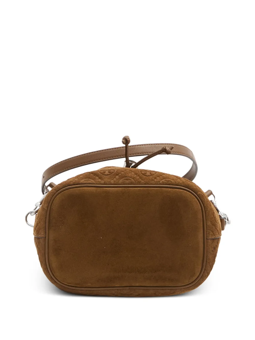 Tory Burch T Monogram suède bucket-tas Bruin