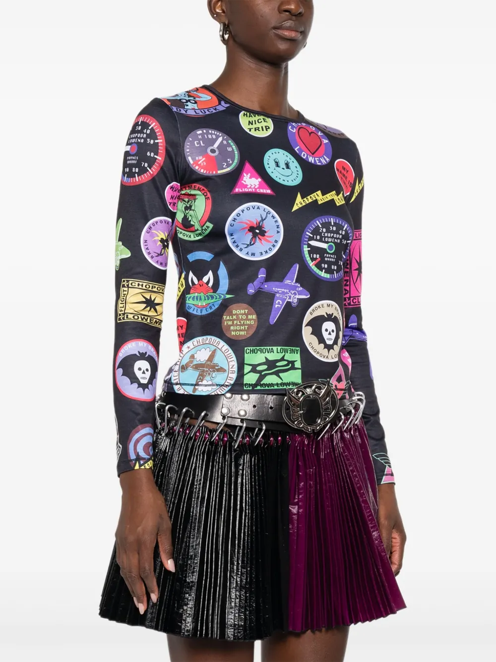 chopova lowena ロンT Chopova Lowena グラフィック ロングTシャツ | ブラック | FARFETCH JP