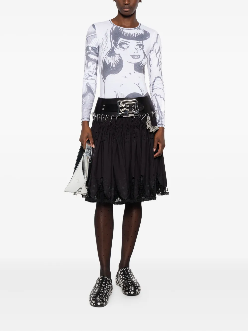 Chopova Lowena Butterfly-appliqué Carabiner Skirt In Black