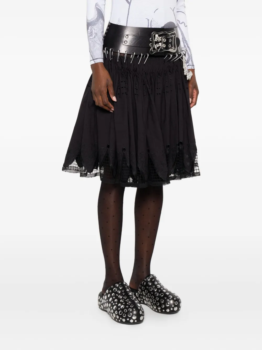 Chopova Lowena Butterfly-appliqué Carabiner Skirt In Black