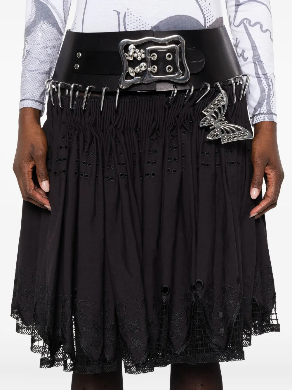Chopova Lowena Butterfly-appliqué Carabiner Skirt In Black