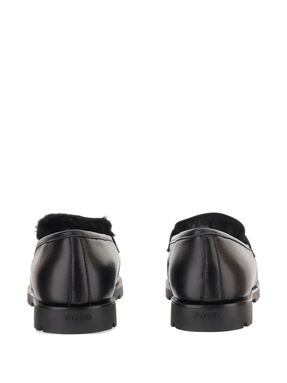 Pinko Minimalist Black Flats With Rounded Toe In Black