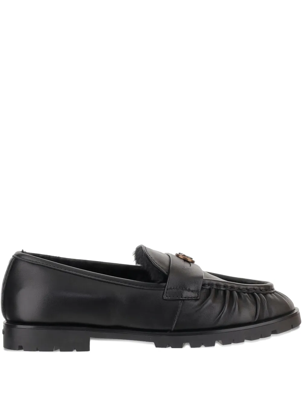 Pinko Minimalist Black Flats With Rounded Toe In Black