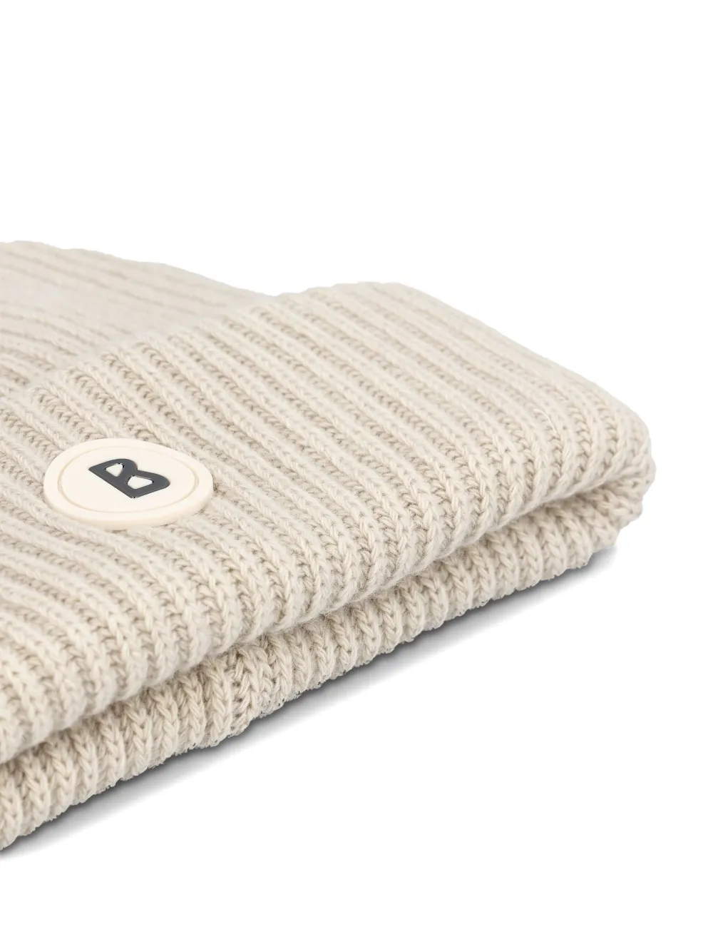 Bogner Gustav Ribbed Logo-patch Beanie In Brown