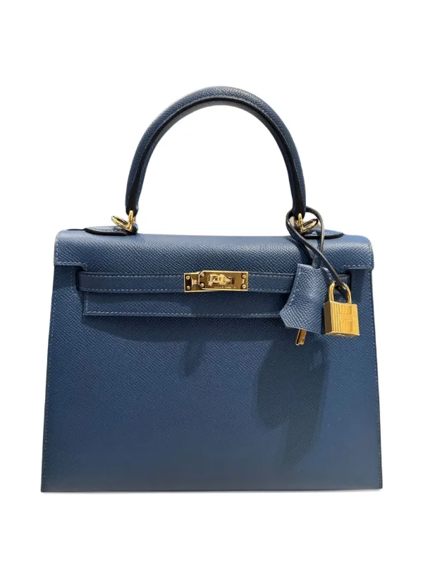 Hermès Pre-owned 2024 Kelly Sellier 25 Epsom Gold-hardware Tote Bag in Blue