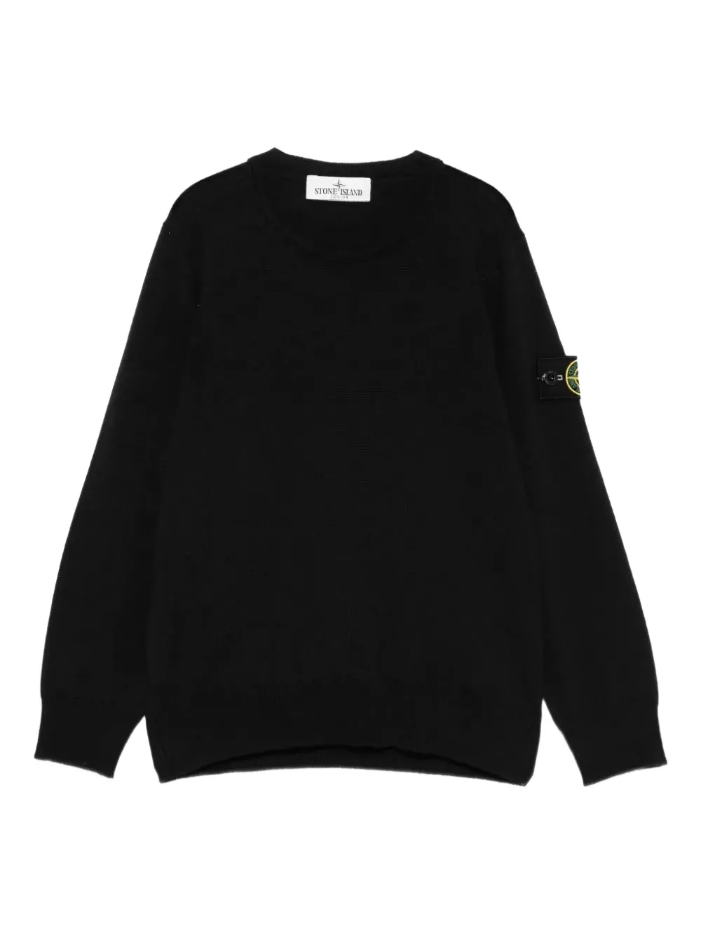 Stone Island Compass-badge Crew-neck Sweater In Black