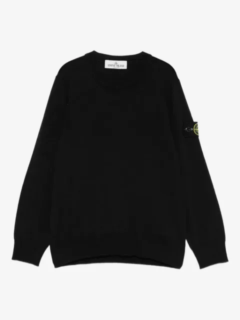 Stone Island Junior sweater med kompasmærke og rund hals
