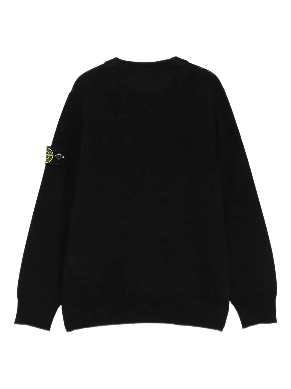 Stone Island Compass-badge Crew-neck Sweater In Black