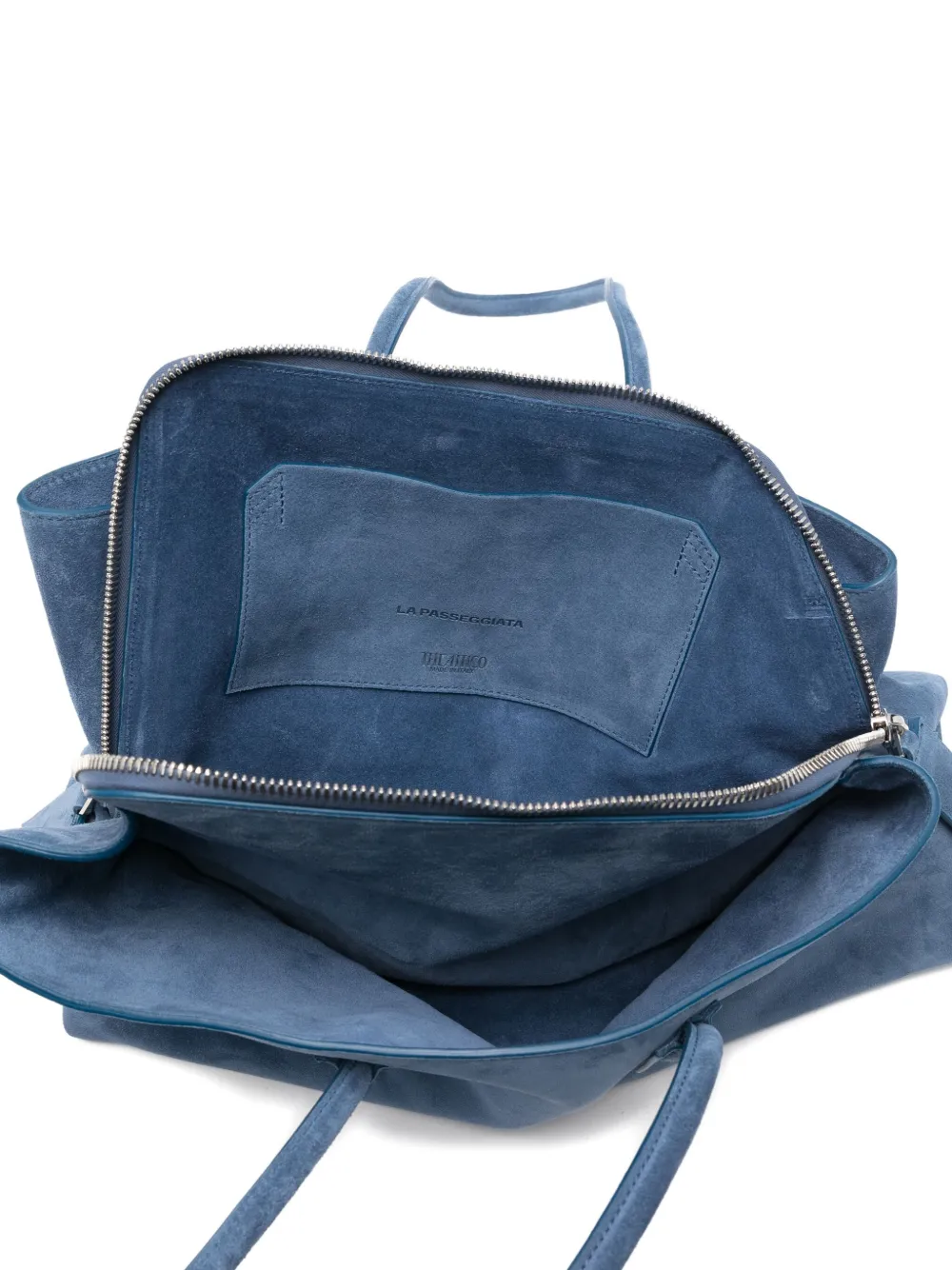 Attico Medium La Passeggiata Suede Tote Bag In Blue