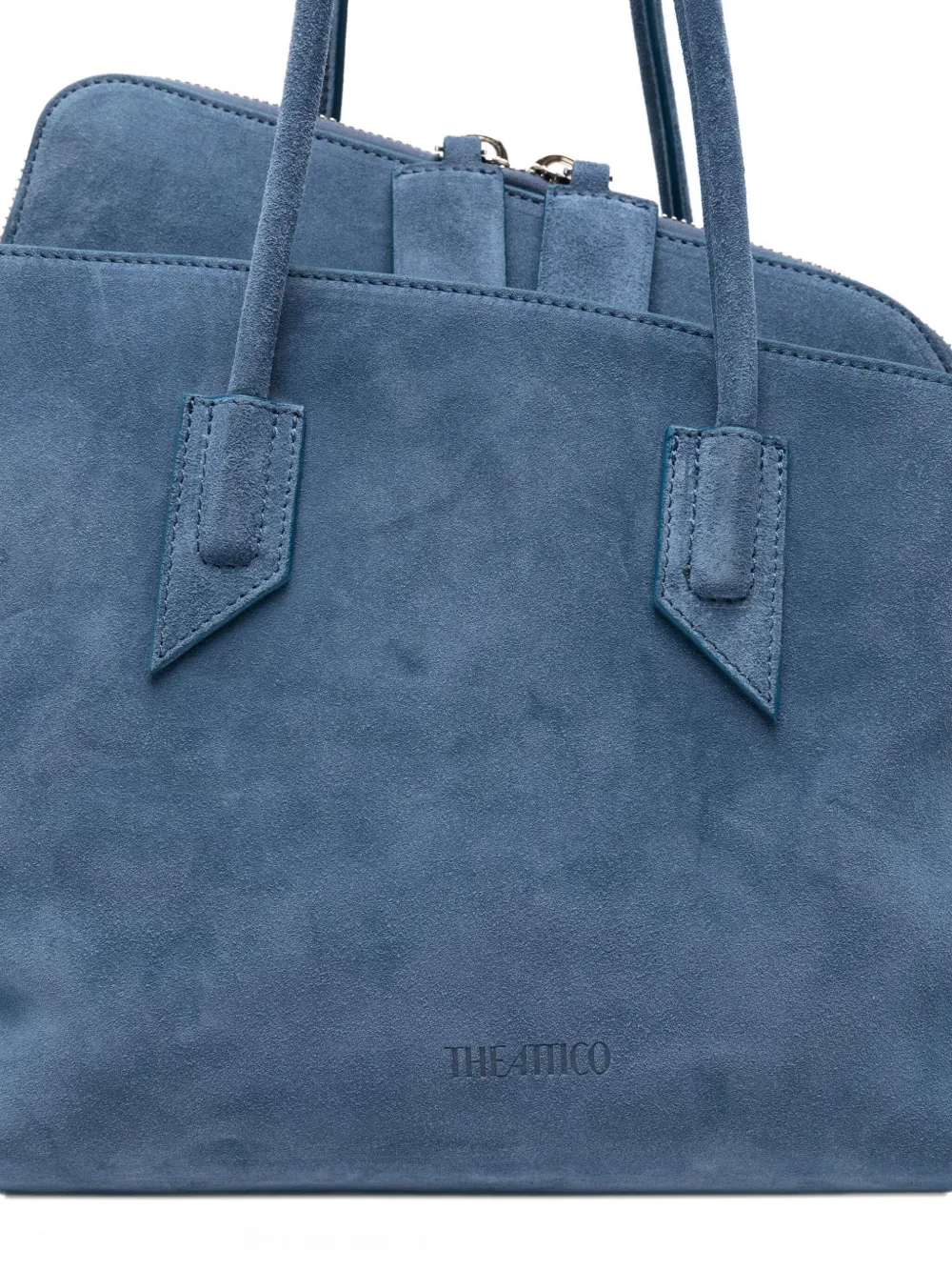 Attico Medium La Passeggiata Suede Tote Bag In Blue