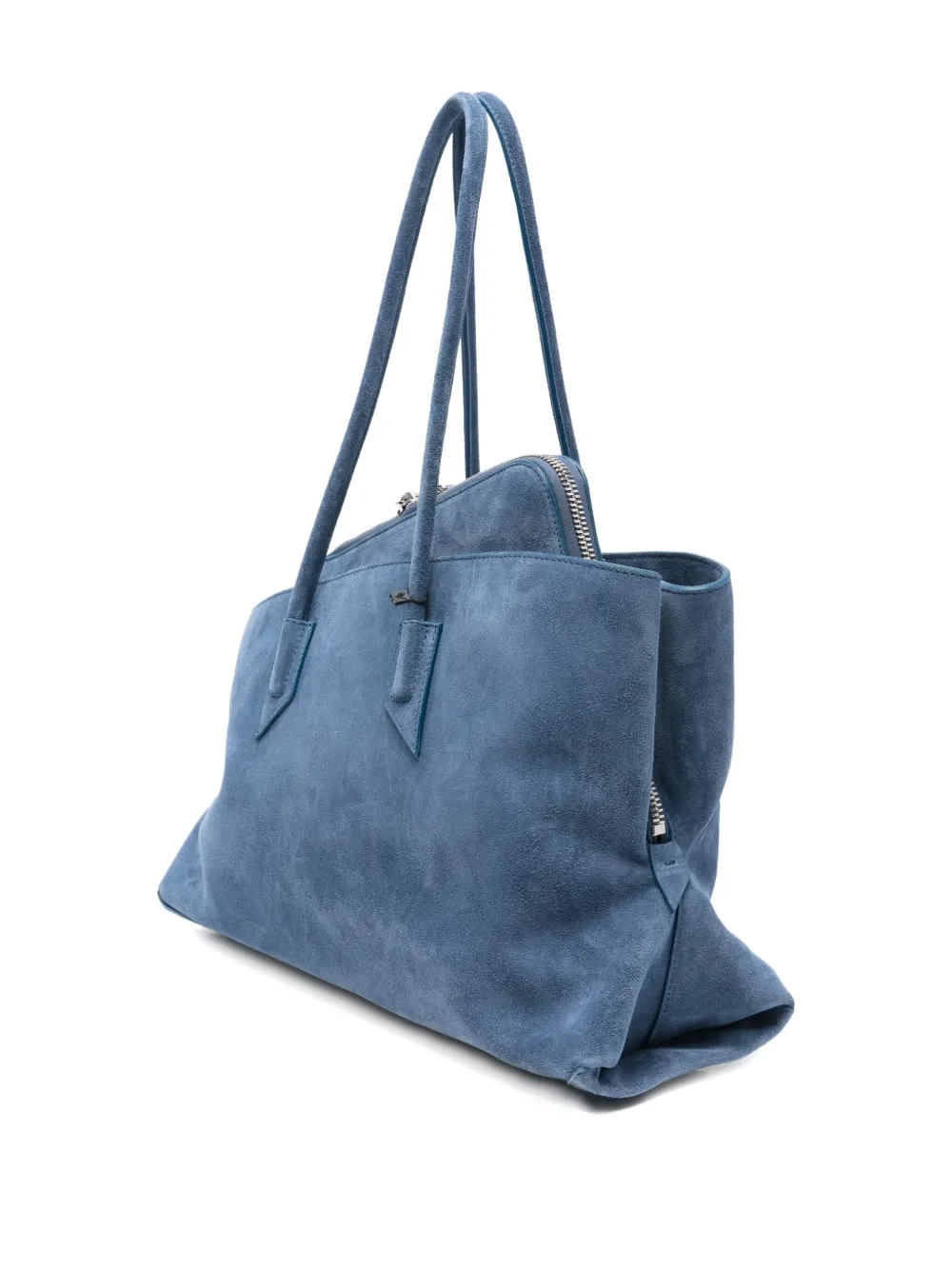 Attico Medium La Passeggiata Suede Tote Bag In Blue