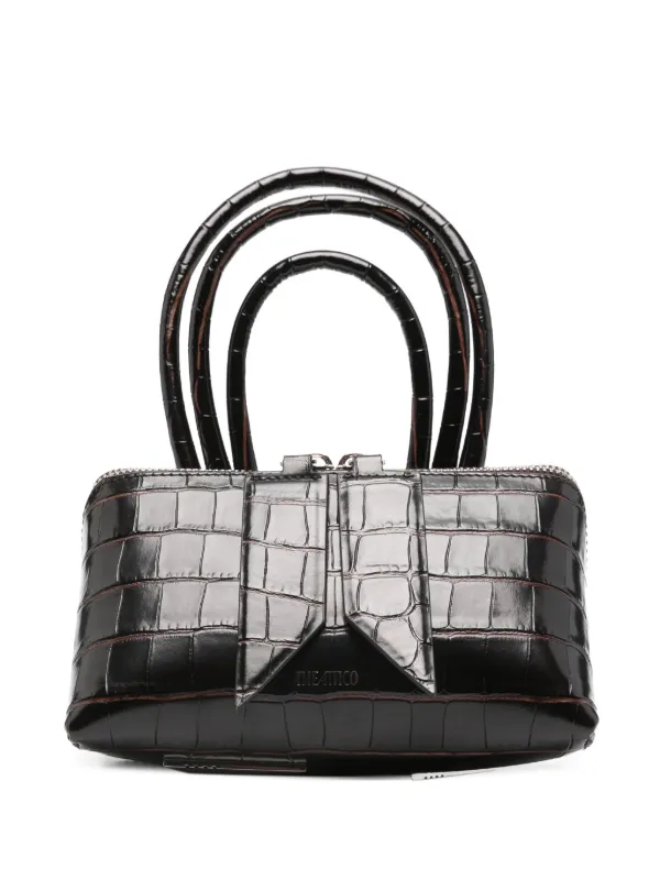 The Attico Friday Croc Embossed Mini Bag in Brown
