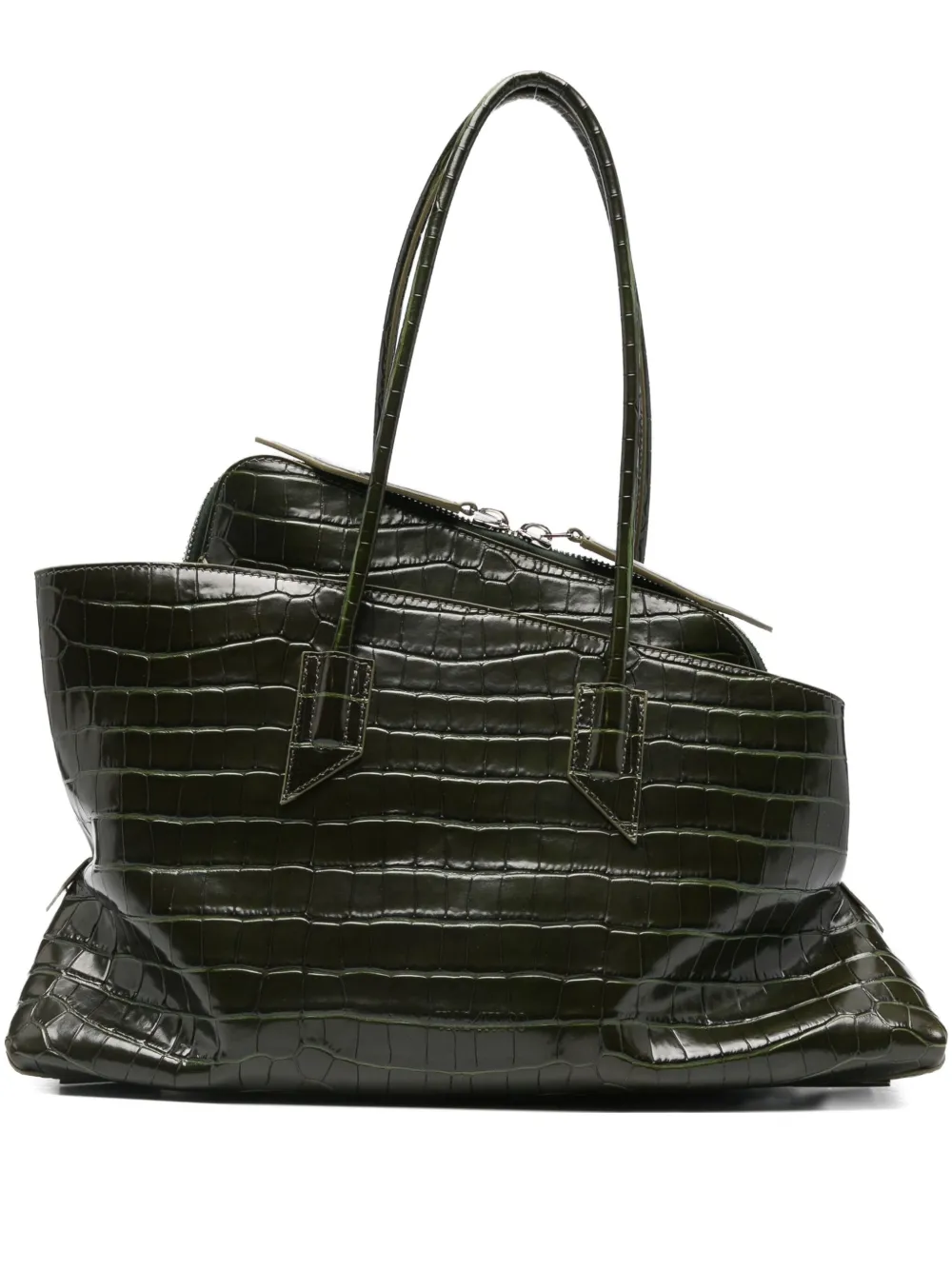 The Attico La Passeggiata croc embossed medium tote bag | Green | Image 1