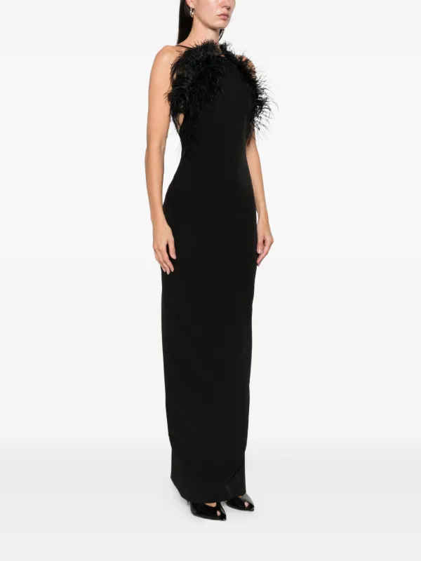 feather trim maxi dress Coast Women's Feather Trim Satin Maxi Dress in Rust