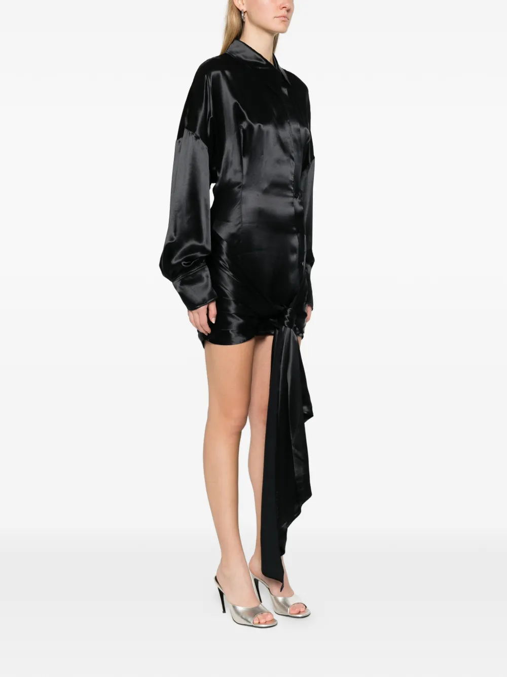 Knot Long-Sleeve Mini Dress
