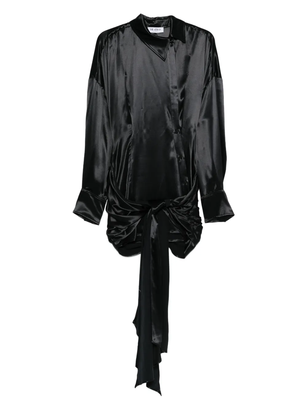 The Attico knot long-sleeve mini dress - Nero