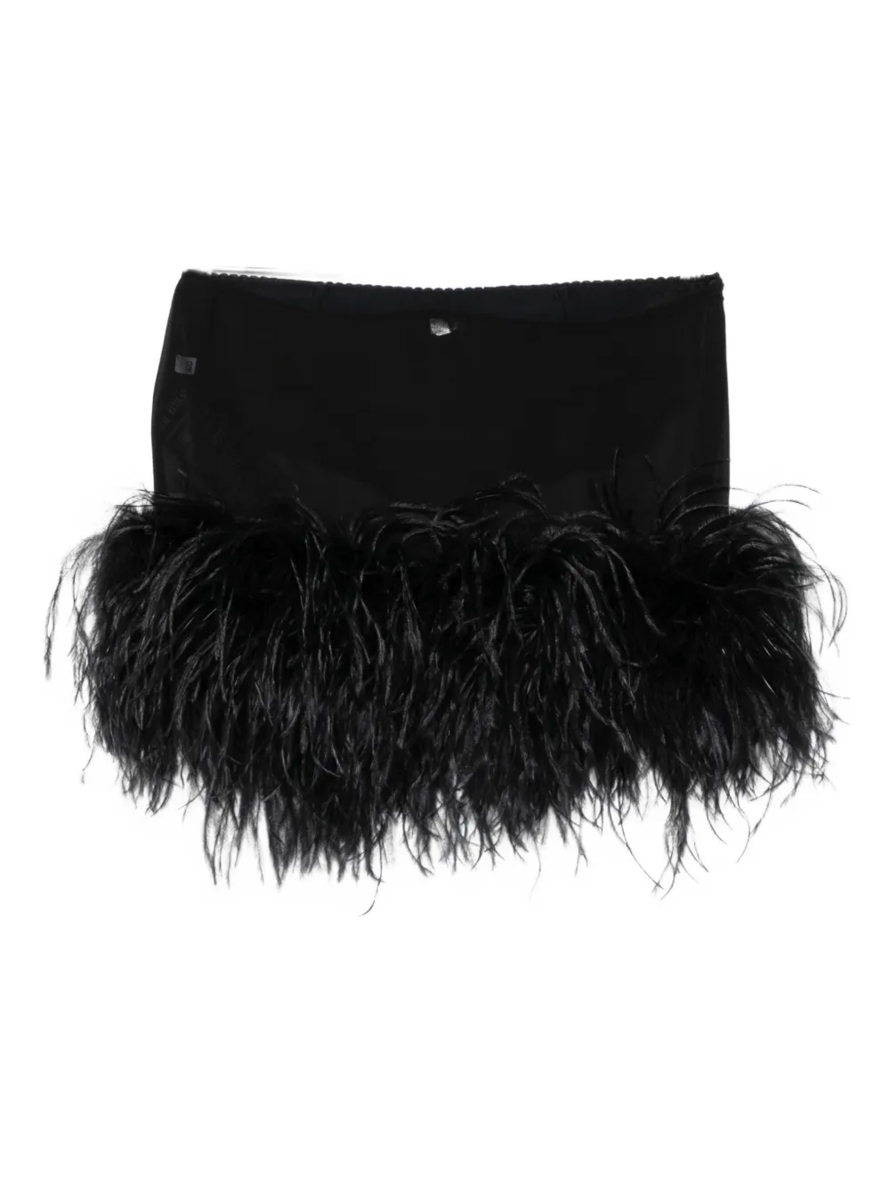The Attico feather-trim mini skirt - Nero