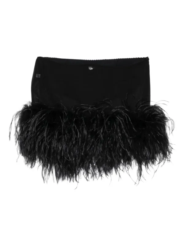 The Attico Feather-trim Mini Skirt in Black
