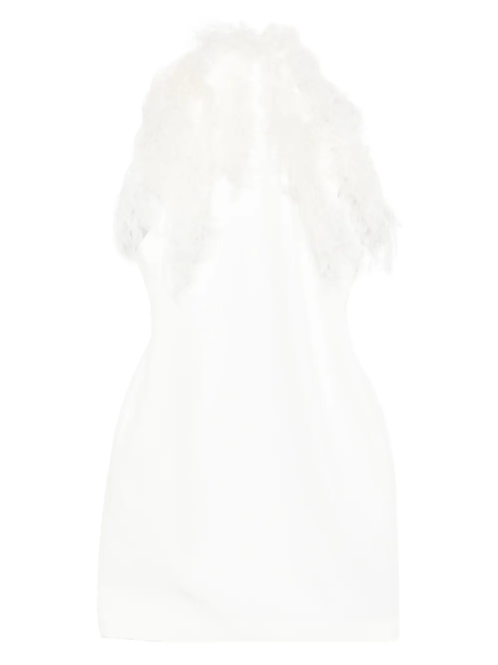 Attico Feather-trim Mini Dress In White
