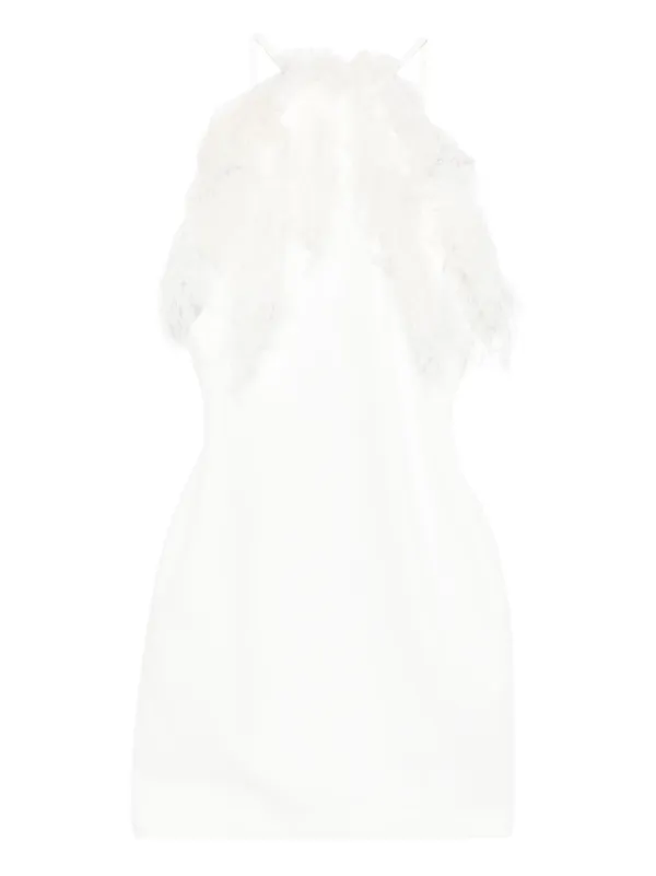 The Attico Feather-trim Mini Dress in White