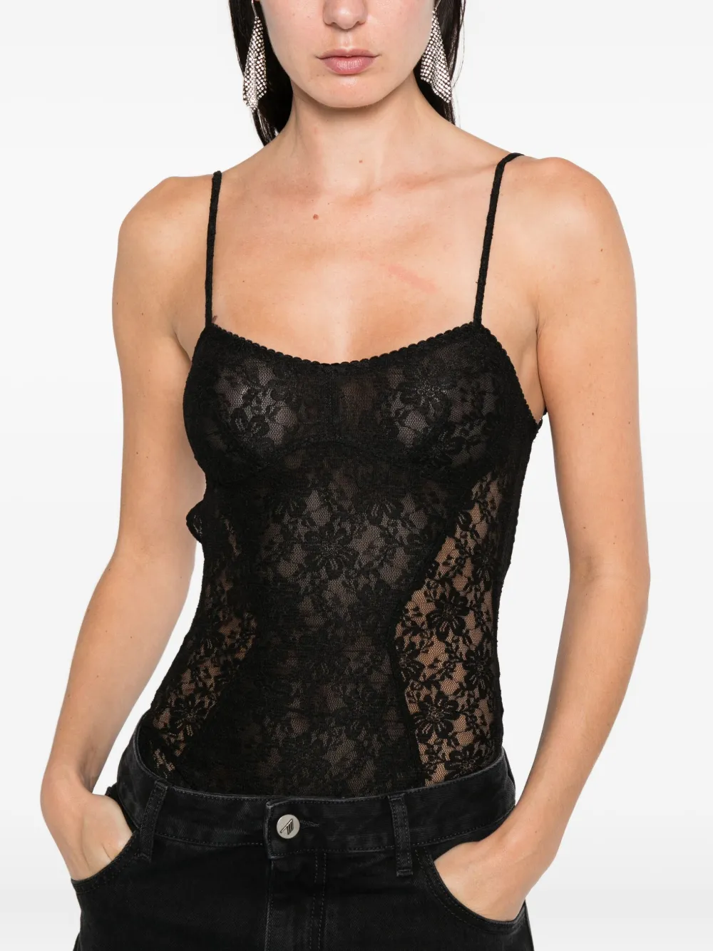 Attico Lace Bodysuit In Brown