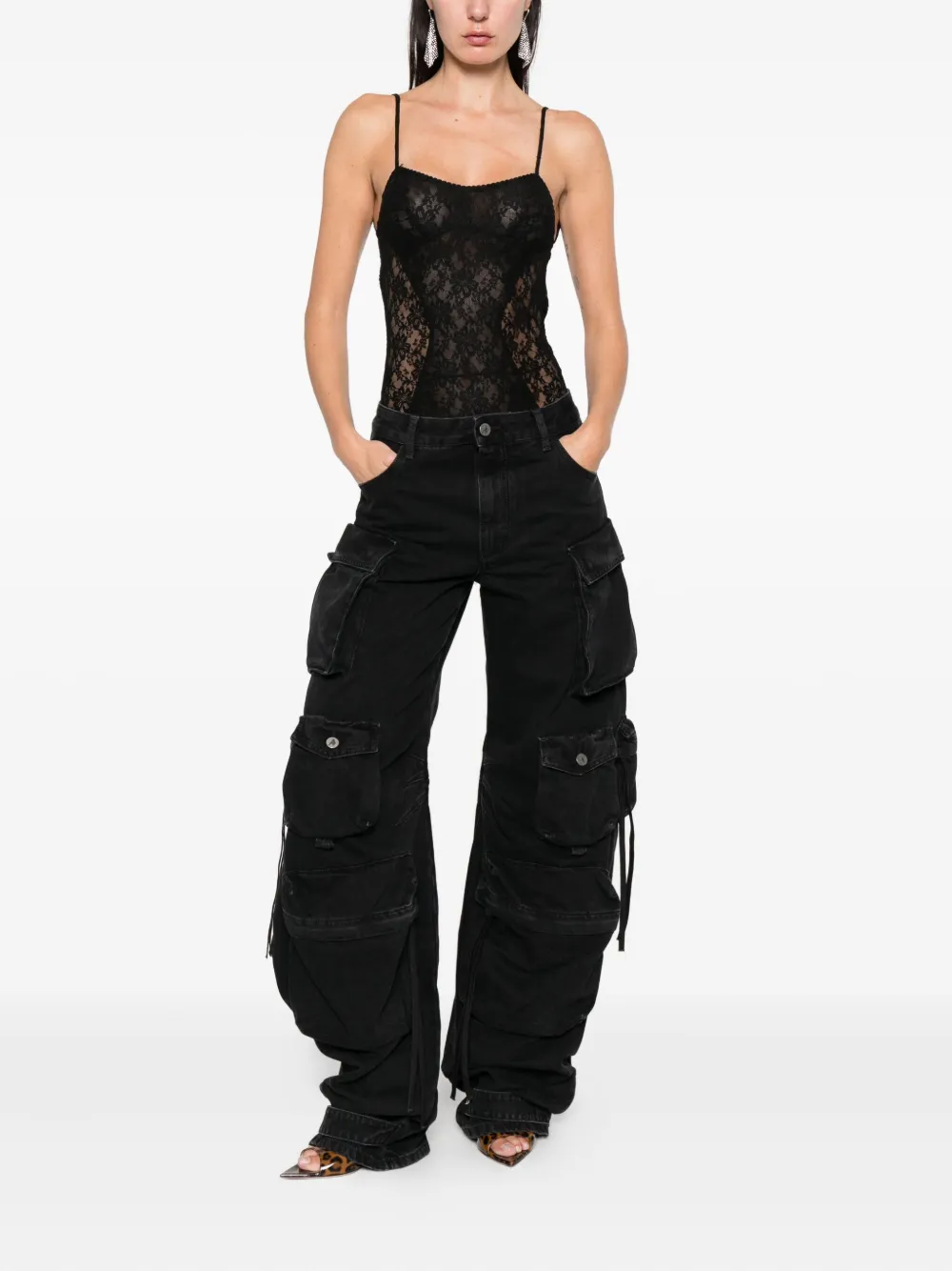 Attico Lace Bodysuit In Brown