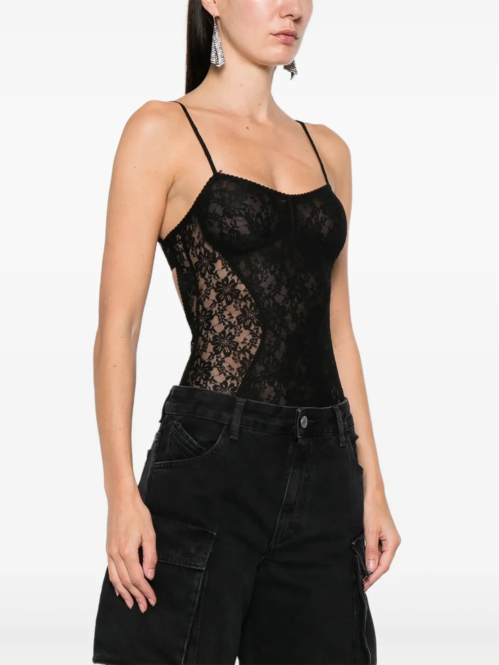 Attico Lace Bodysuit In Brown