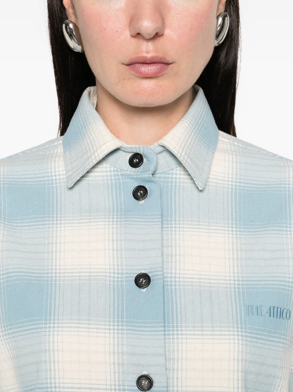 The Attico Geruit blouse met lange mouwen Blauw