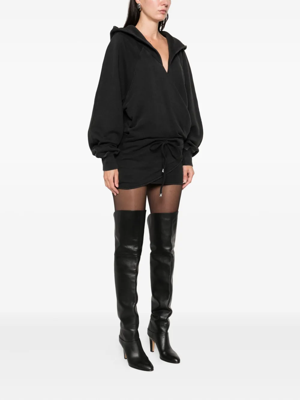 Attico Hooded-neck Mini Dress In Black