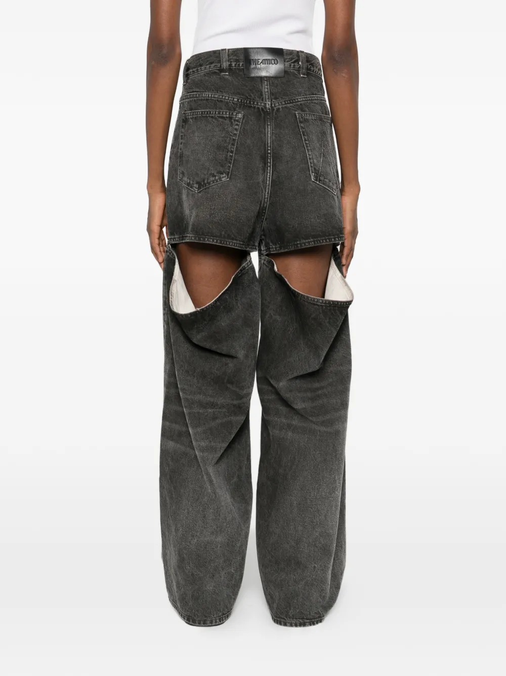 Attico High-waisted Wide-leg Jeans In Black