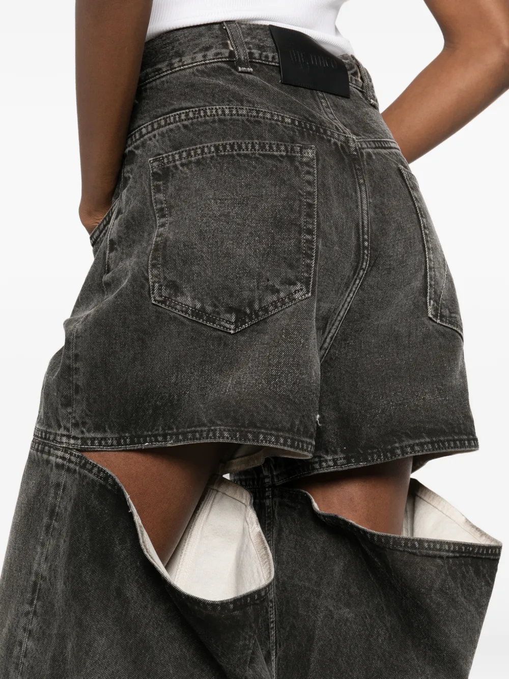 Attico High-waisted Wide-leg Jeans In Black