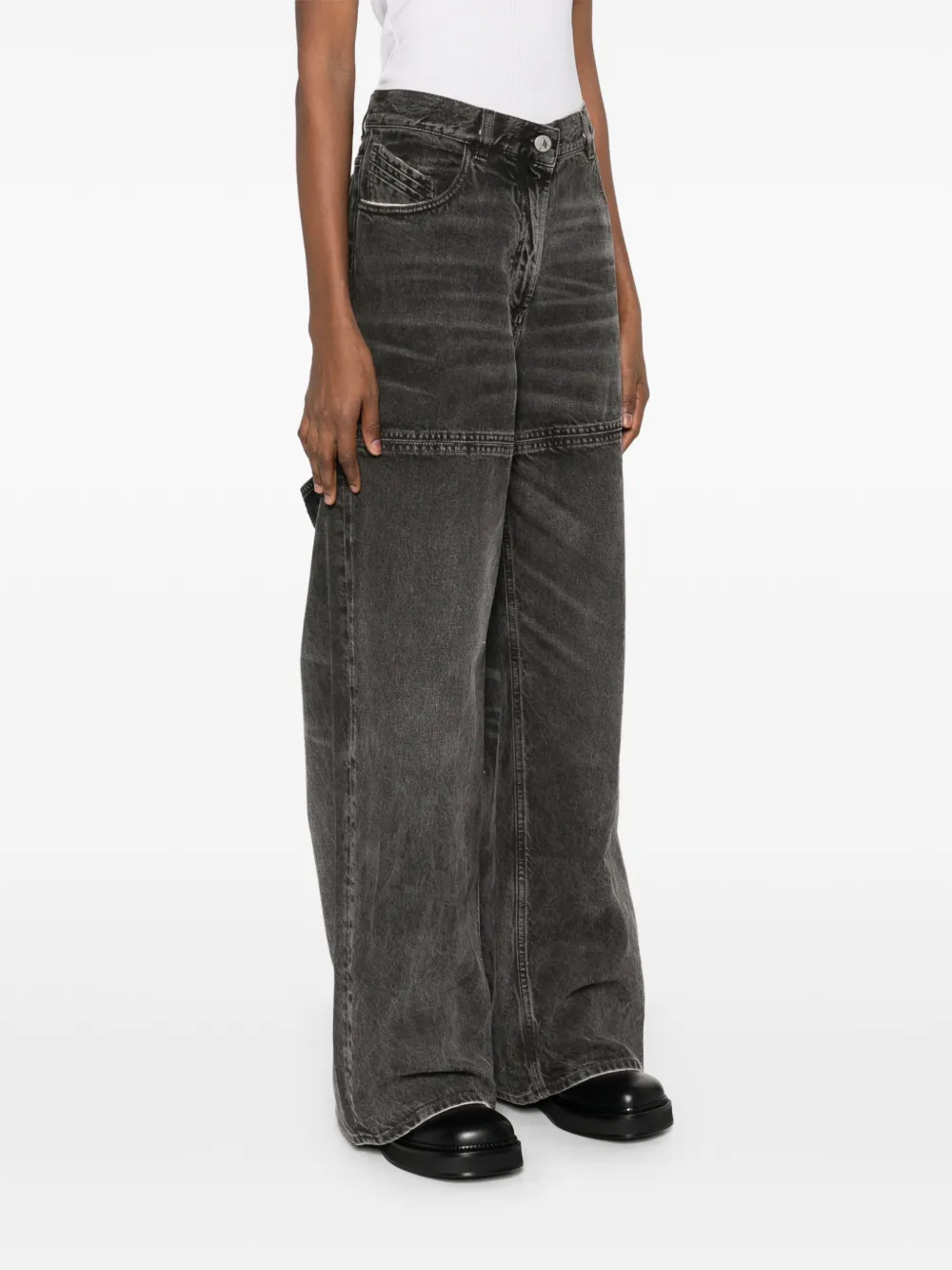 Attico High-waisted Wide-leg Jeans In Black