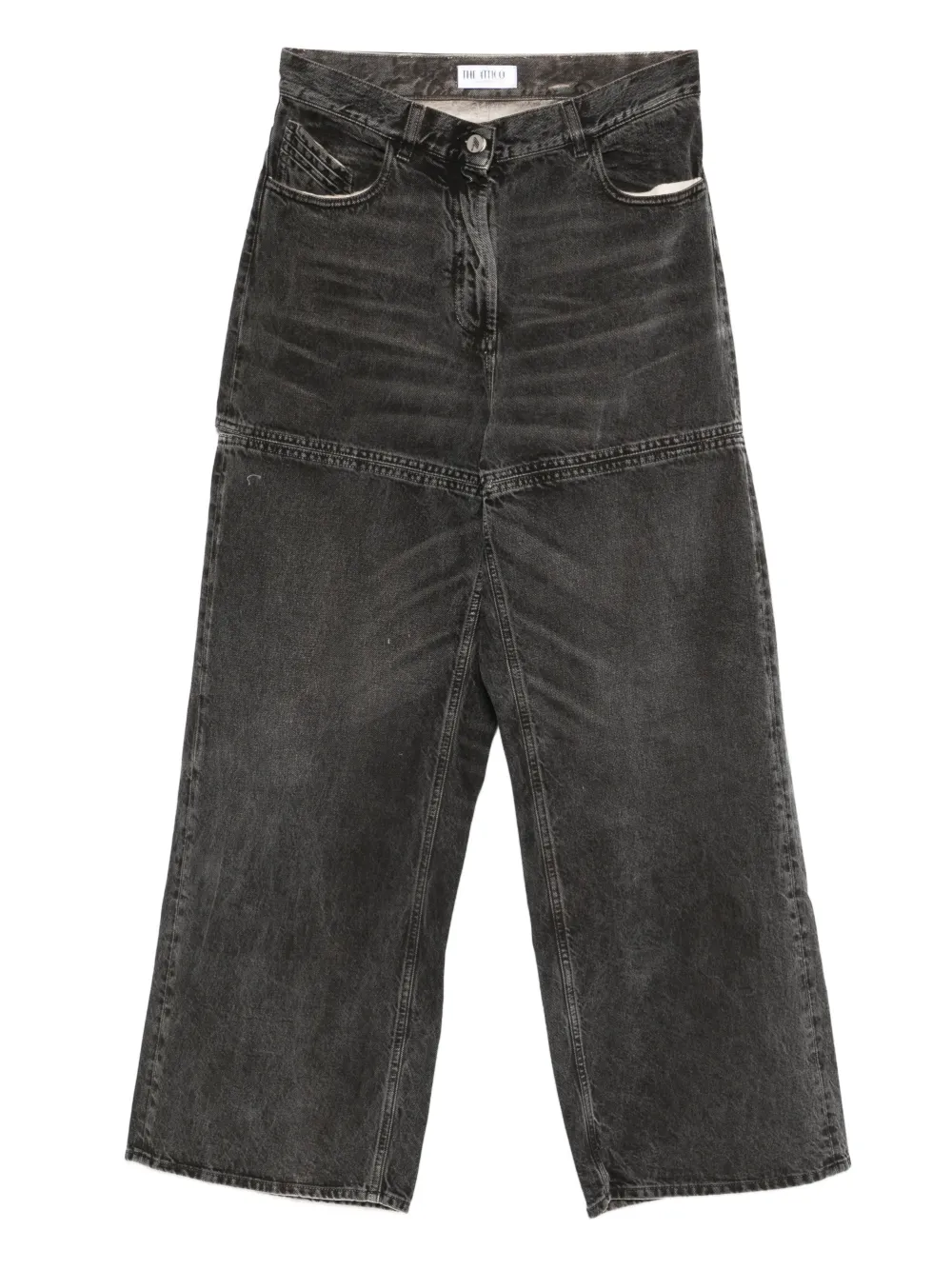 Attico High-waisted Wide-leg Jeans In Black