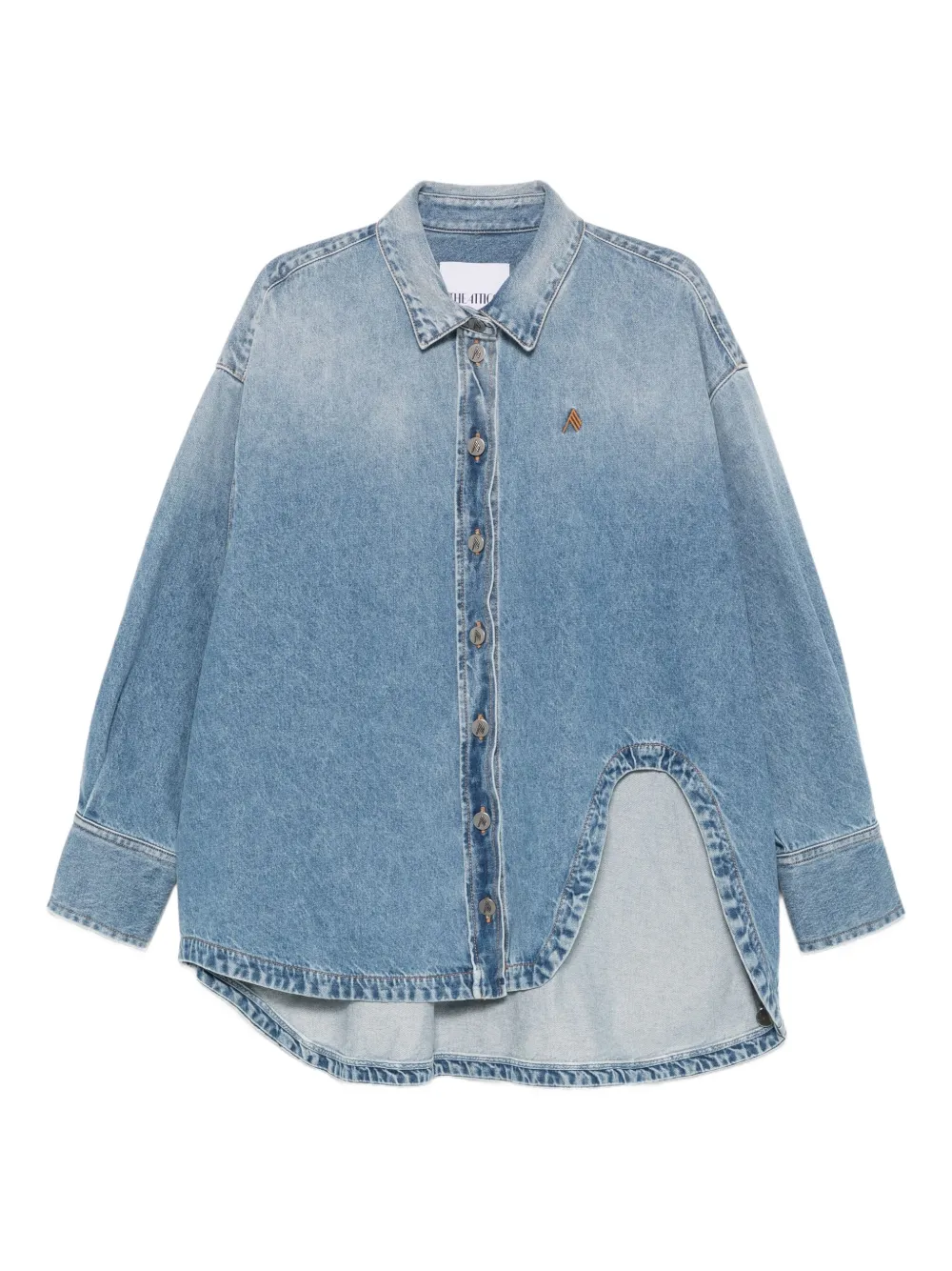 Attico Logo-embroidered Denim Shirt In Blue