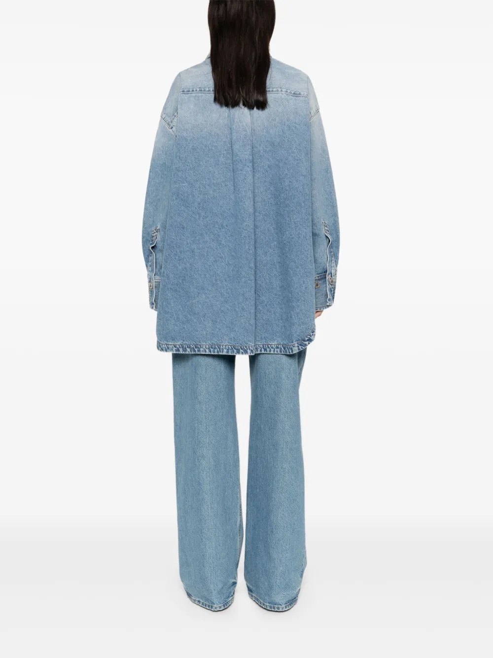 Attico Logo-embroidered Denim Shirt In Blue