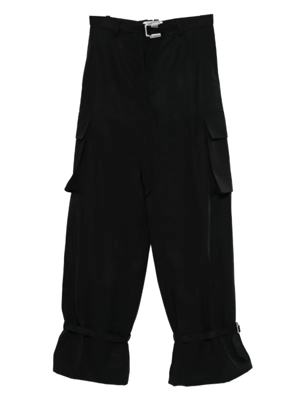 The Attico Buckle Belt Cargo Trousers in Black
