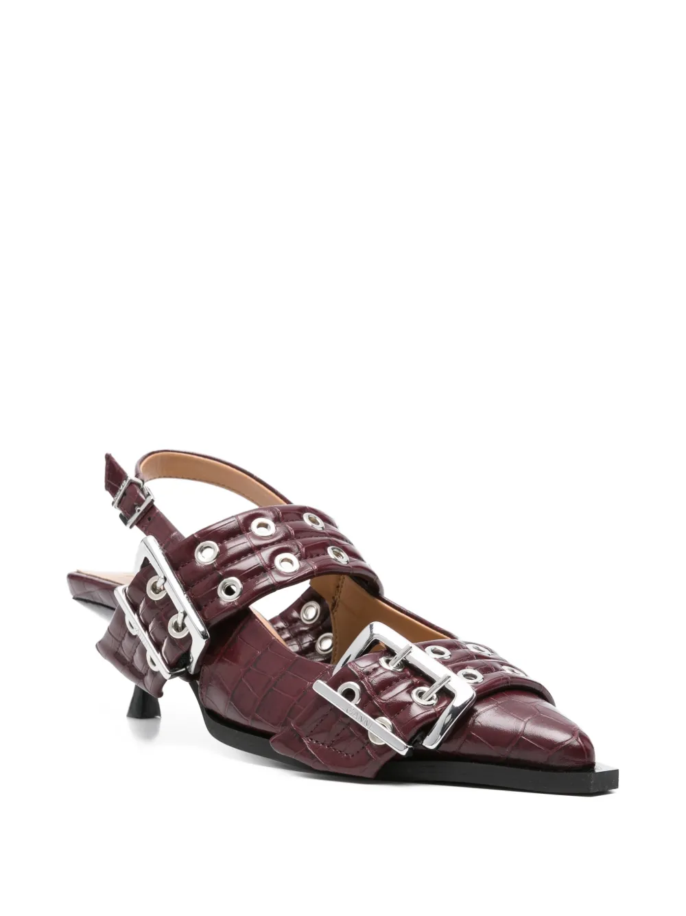  Ganni Buckle-eyelet Pumps - Brown 