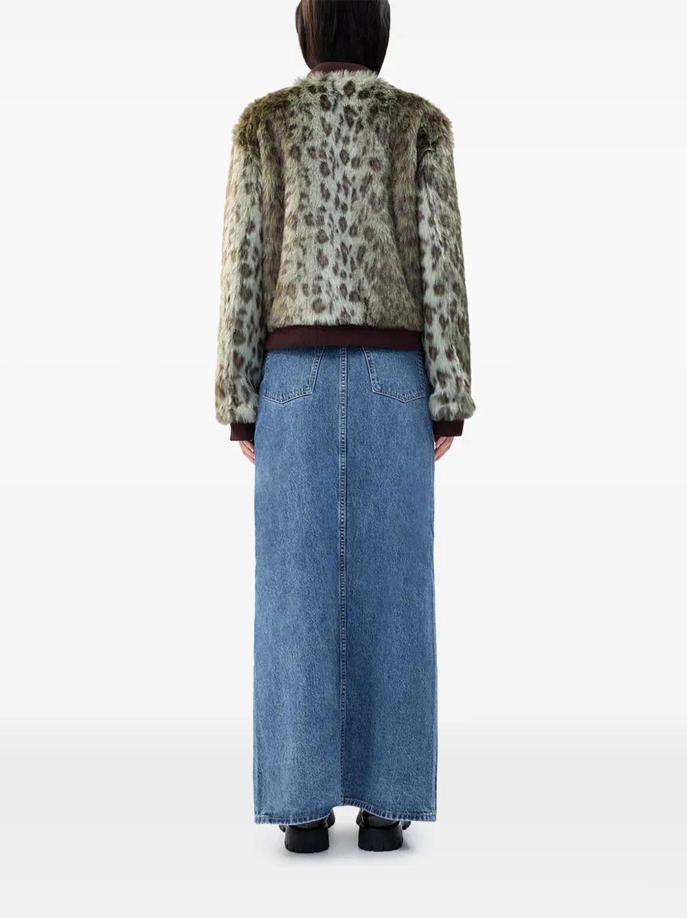  Unreal Fur Foliage Animal-print Jacket - Green 