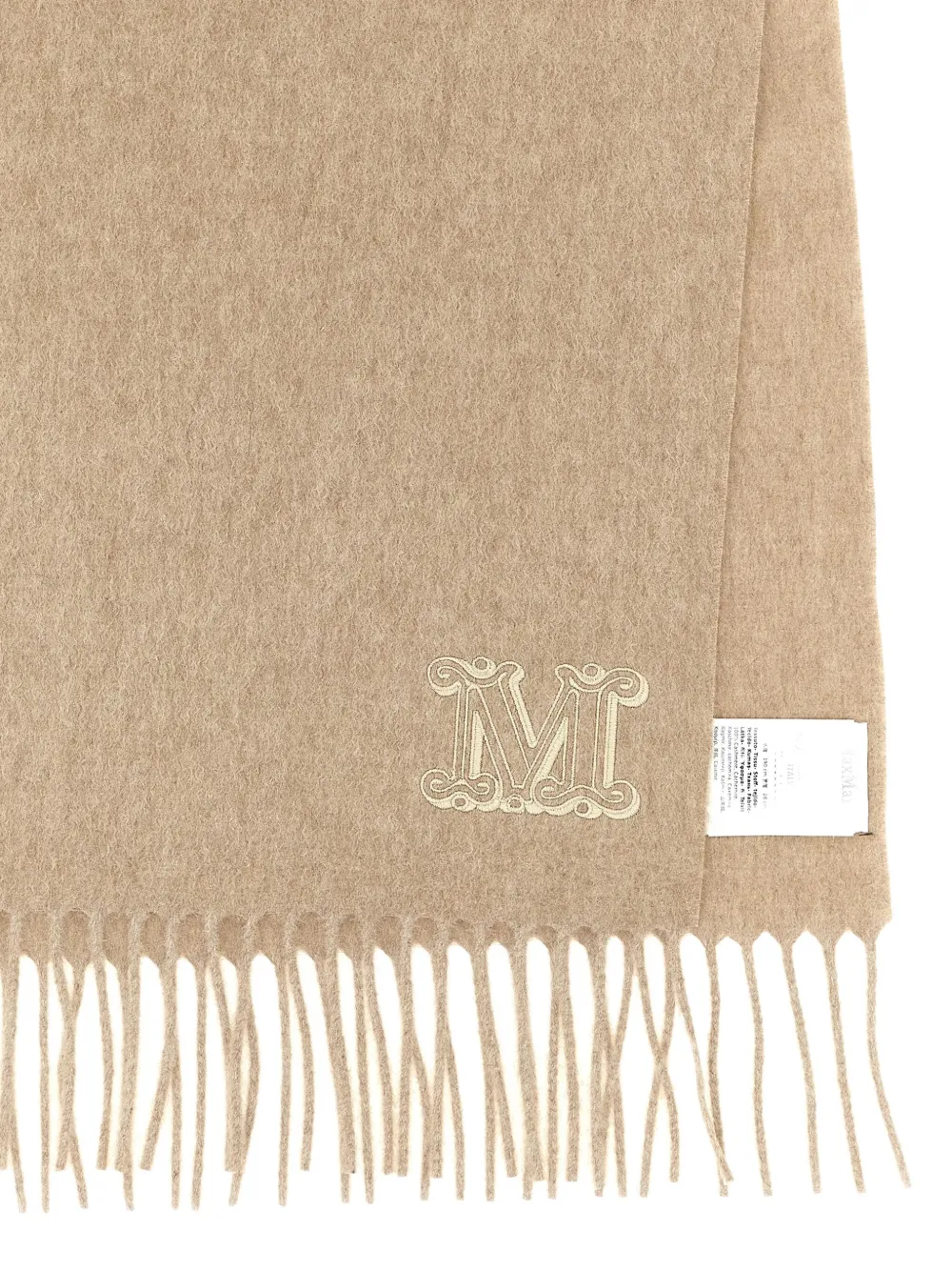 Max Mara Stola met logodetail en franje Beige