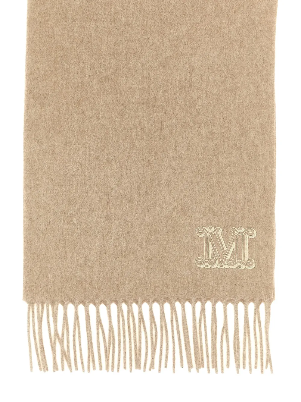 Max Mara logo-detail fringed stole - Beige