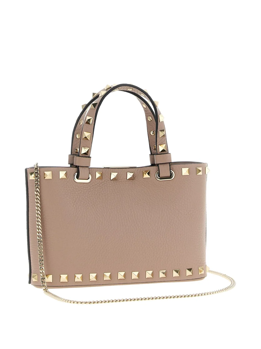 Valentino Garavani Mini Rockstud Leather Top Handle Bag In Pink