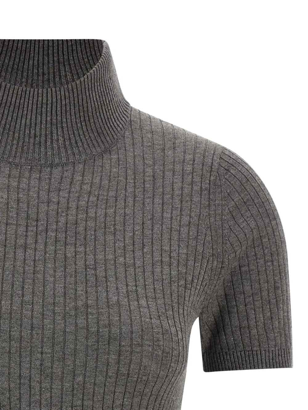 Max Mara Janagy Ribbed High-neck Sweater In Gray