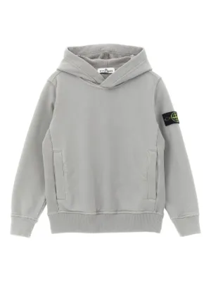 Stone Island Junior Compass-badge Cotton Hoodie | Grey | FARFETCH