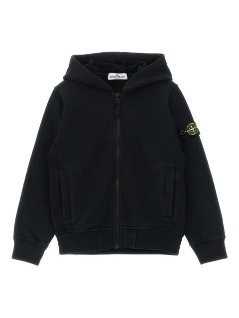 Stone Island Junior logo-badge zip-up hoodie
